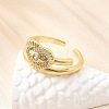 Brass Micro Pave Cubic Zirconia Cuff Rings for Women RJEW-F184-15G-3