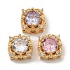 Brass Micro Pave Cubic Zirconia Beads KK-U037-06G-01-1