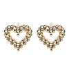 Heart Sparkling Cubic Zirconia Stud Earrings for Girl Women EJEW-H126-18G-2