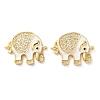 Rack Plating Brass Micro Pave Clear Cubic Zirconia Connector Charms KK-C084-02G-03-1