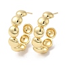 Rack Plating Brass Beaded Round Stud Earrings EJEW-R150-11G-1