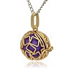 Golden Tone Brass Hollow Round Cage Pendants KK-J231-09G-2