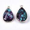 Teardrop Assembled Synthetic Turquoise and Natural Regalite/Imperial Jasper Pendants X-G-N330-20A-2