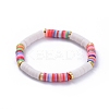 Handmade Polymer Clay Heishi Beads Stretch Bracelets X-BJEW-JB05091-04-1