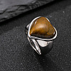 304 Stainless Steel with Natural Tiger Eye Finger Rings for Men FS-WG9BB25-10-1