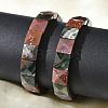 Square Natural Indian Agate Beads Stretch Bracelets for Women Men BJEW-C097-06N-3