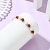 Copper French Wire & Round Natural Amber & Cultured Freshwater Pearl Cuff Bangle for Women BJEW-JB13990-2