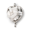 Natural Mixed Gemstone Chip 304 Stainless Steel Heart Connector Charms KK-P300-31P-2
