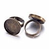 Antique Bronze Adjustable Brass Finger Ring Shanks X-KK-Q025-AB-2