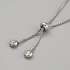 Adjustable Stainless Steel & Clear Glass Slider Bracelet Making STAS-WH0044-73-2