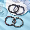 4Pcs Constellation 8mm Round Natural Larvikite & Blue Spot Jasper & Rhodonite & Picasso Jasper Beaded Stretch Bracelets for Women BJEW-JB10639-2