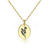 304 Stainless Steel Birth Month Flower Pendant Necklace HUDU-PW0001-034E-1