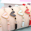 12Pcs Alloy Enamel Heart Link Bracelets FS-WGC54A2-01-4