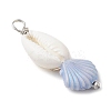 Natural Cowrie Shell & Plastic Shell Shape Pendants PALLOY-JF03795-4