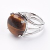 Adjustable Natural Tiger Eye Finger Rings LS-RJEW-F075-01A-2