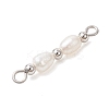 3Pcs 3 Styles Natural Cultured Freshwater Pearl Rice Beaded Links Connector Charms PALLOY-JF04914-01-5