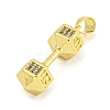 Barbell Rack Plating Brass Micro Pave Clear Cubic Zirconia Pendants KK-Z053-08G-2