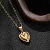 304 Stainless Steel Heart Pendant Necklaces for Women NJEW-S439-03A-G-3