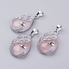 Natural Rose Quartz Pendants G-E442-04X-1