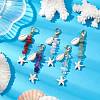 Starfish Synthetic Turquoise & Natural Cowrie Shell Pendant Decoration HJEW-JM02150-2