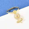 Brass Micro Pave Cubic Zirconia Pendant Finger Rings for Women RJEW-A090-02G-3