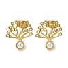 Ion Plating(IP) 304 Stainless Steel & Rhinestone & ABS Plastic Pearl Stud Earrings EJEW-G400-05G-1