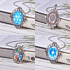 Tibetan Style Alloy Pendant Cabochon Settings and Mosaic Printed Glass Oval Cabochons TIBEP-PH0004-34AS-7