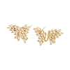 Brass Micro Pave Cubic Zirconia Stud Earrings EJEW-K312-04G-4