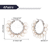 4 Pairs Natural Pearl Braided Hoop Earrings EJEW-UN0002-10-2