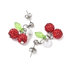 Cherry 304 Stainless Steel Handmade Polymer Clay Rhinestone Dangle Stud Earrings EJEW-JE06429-02-3