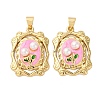 Flower Brass Enamel Pendants KK-D390-17G-02-1