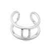 Clear Cubic Zirconia Initial Letter Open Cuff Ring RJEW-A012-01P-U-1