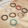 8Pcs 8 Styles Round & Cross Beaded Stretch Bracelets for Men Women BJEW-GO0001-37-3