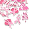 14Pcs 7 Styles Breast Cancer Pink Awareness Ribbon Theme Alloy Enamel Pendants ENAM-FP0002-54-3