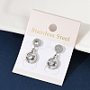 Flat Round 304 Stainless Steel Micro Pave Clear Cubic Zirconia Dangle Stud Earrings EJEW-Z089-28P-1