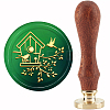Brass Wax Seal Stamp with Handle AJEW-WH0184-0818-1