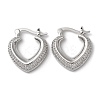 Heart Brass Cubic Zirconia Hoop Earrings EJEW-K247-09P-1