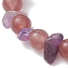 Natural Amethyst Chip & Natural Strawberry Quartz Round Beaded Stretch Bracelets for Women BJEW-JB13279-01-3
