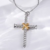 Brass Screw Cross Pendant Box Chain Necklaces for Women Men NJEW-C067-06P-1