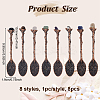 8Pcs 8 Styles Zinc Alloy Coffee Tea Spoon AJEW-NB0006-51-2