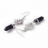 Natural Sodalite Bullet with Sun Dangle Earrings EJEW-I276-01P-04-4