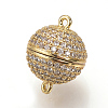 Brass Micro Pave Cubic Zirconia Magnetic Clasps with Loops ZIRC-S058-04G-12mm-1