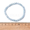 Natural Aquamarine Round Bead Stretch Bracelets for Men Women BJEW-U034-01E-01-3