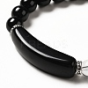 Natural Mixed Gemstone Beaded Stretch Bracelet with Heart Charm for Women BJEW-K164-B-A-5