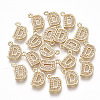Brass Cubic Zirconia Charms KK-S348-330D-1
