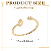1Pc Letter Brass Rhinestone Open Cuff Rings for Women AJEW-LP0004-47E-G-2