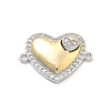 Rack Plating Brass Clear Cubic Zirconia Wing Heart Connector Charms KK-Q017-32G-1