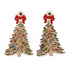 Bowknot Christmas Tree Alloy Colorful Rhinestone & Enamel Dangle Stud Earrings for Women EJEW-L203-11KCG-1