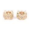 Brass Micro Pave Clear Cubic Zirconia Rondelle European Beads KK-L261-08G-1