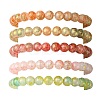 5Pcs 5 Color Crackle Glass Round Beaded Stretch Bracelets Set BJEW-JB09695-02-1
